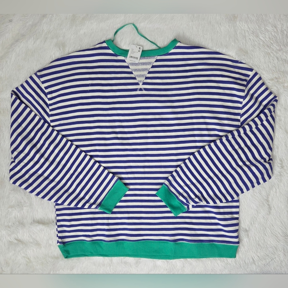 Free People Classic Striped Oversized Crewneck Sand Dollar Combo - Picture 2 of 9